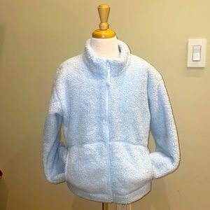Athleta Girl Fleece zip up,in Pale blue, size 14